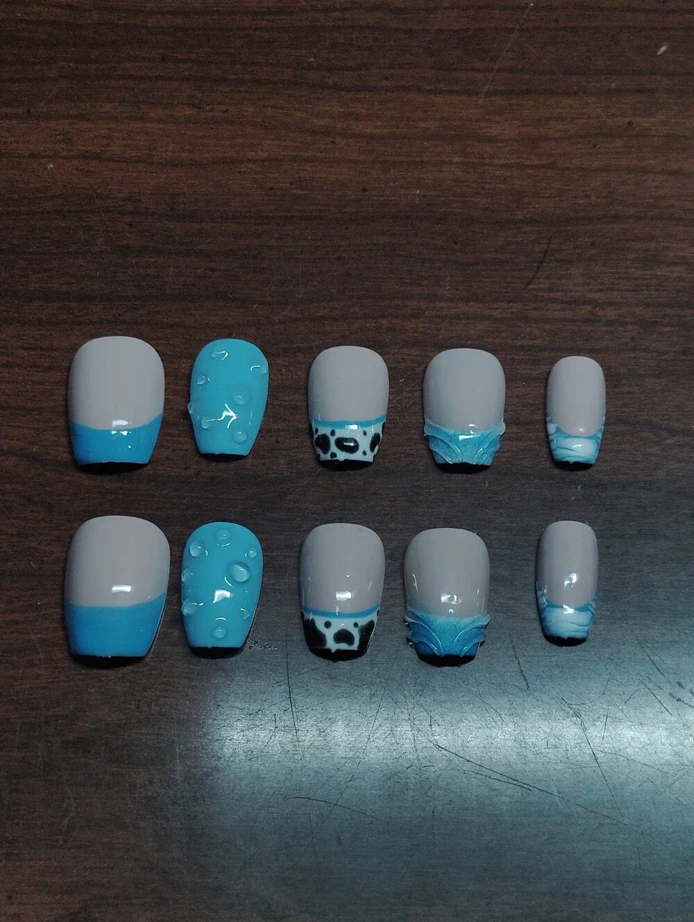 Handmade Blue And White Press Ons